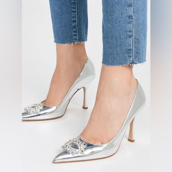 Nalebe Lirum By Amina Means Mirror Silver Pumps Crystals Size 7 - Picture 2 of 15
